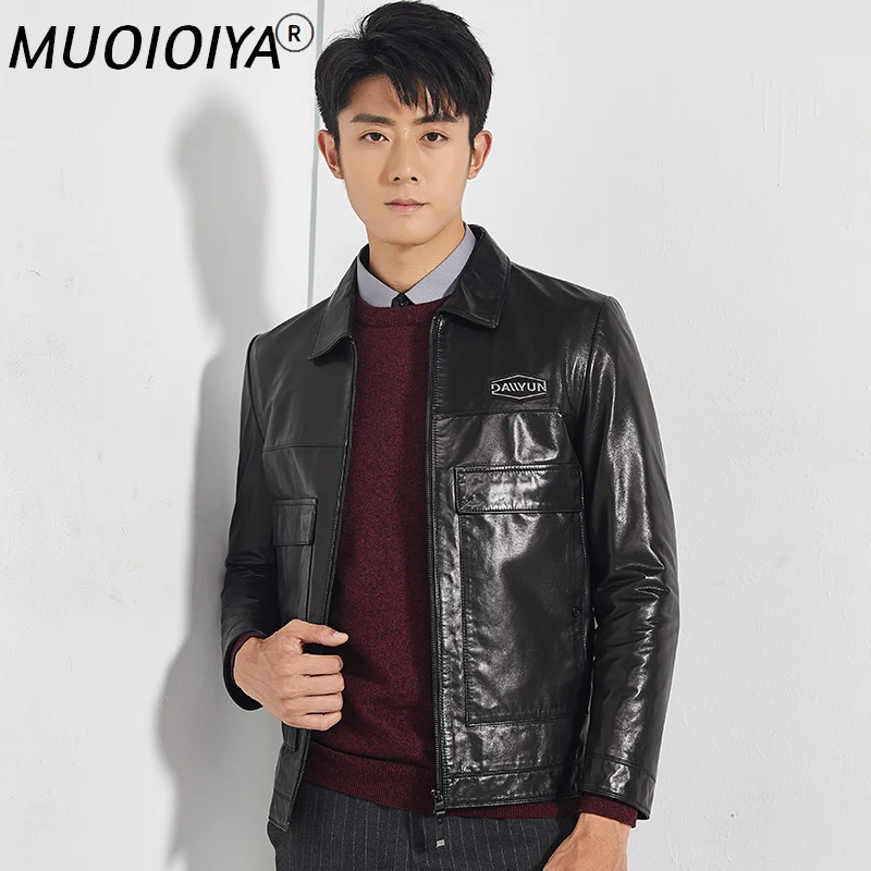 MUOIOYIA 100% Genuine Leather Jacket Male Goatskin Leather Jackes 2022 Autumn Spring Casual Black Men's Clothing Jaquetas Gmm376