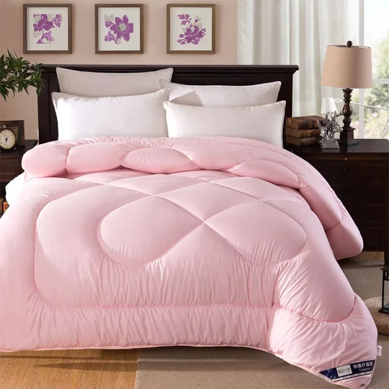 Однотонное толстое теплое одеяло зимнее стеганое для спальни мягкое удобное