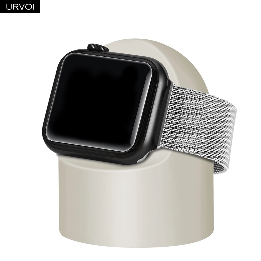Vintage white URVOI подставка для apple watch series 5 4 3 2 1 держатель watchOS 5 Подставка для ночного клуба силиконовая домашняя зарядная док-станция для классического дизайна - Цвет: Vintage white