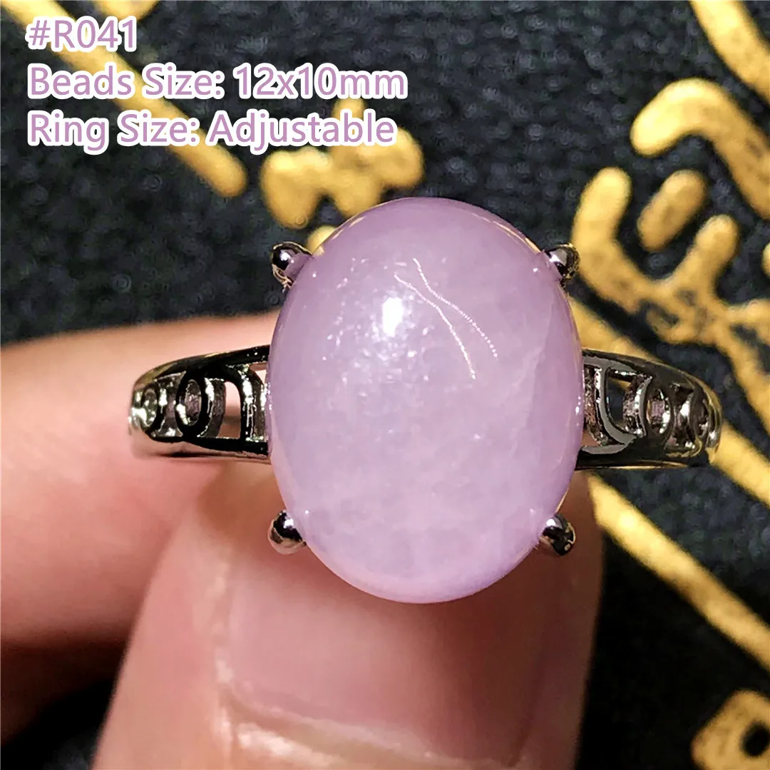 

Natural Purple Kunzite Ring For Women Lady Men Love Gift Crystal Silver 12x10mm Beads Cat Eye Stone Reiki Gemstone Jewelry AAAAA