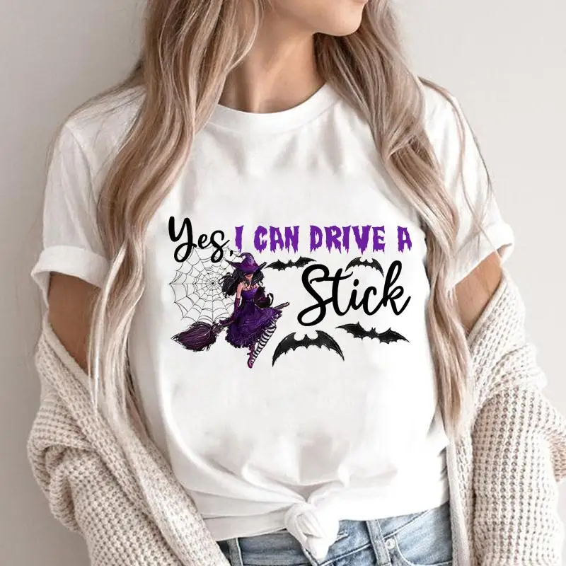 

Graphic Tee Halloween Lady Witch Trend Cute Thanksgiving Shirt Fall Autumn Women T Top Print Cartoon 2021 Female T-Shirts