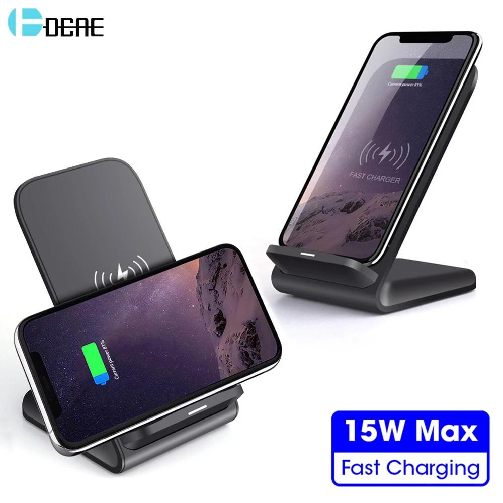 

DCAE 15W Wireless Charger Stand Qi Charging For iPhone 12 11 XS Max XR X 8 Type C USB Fast Charge for Samsung S21 S20 Note 20 10