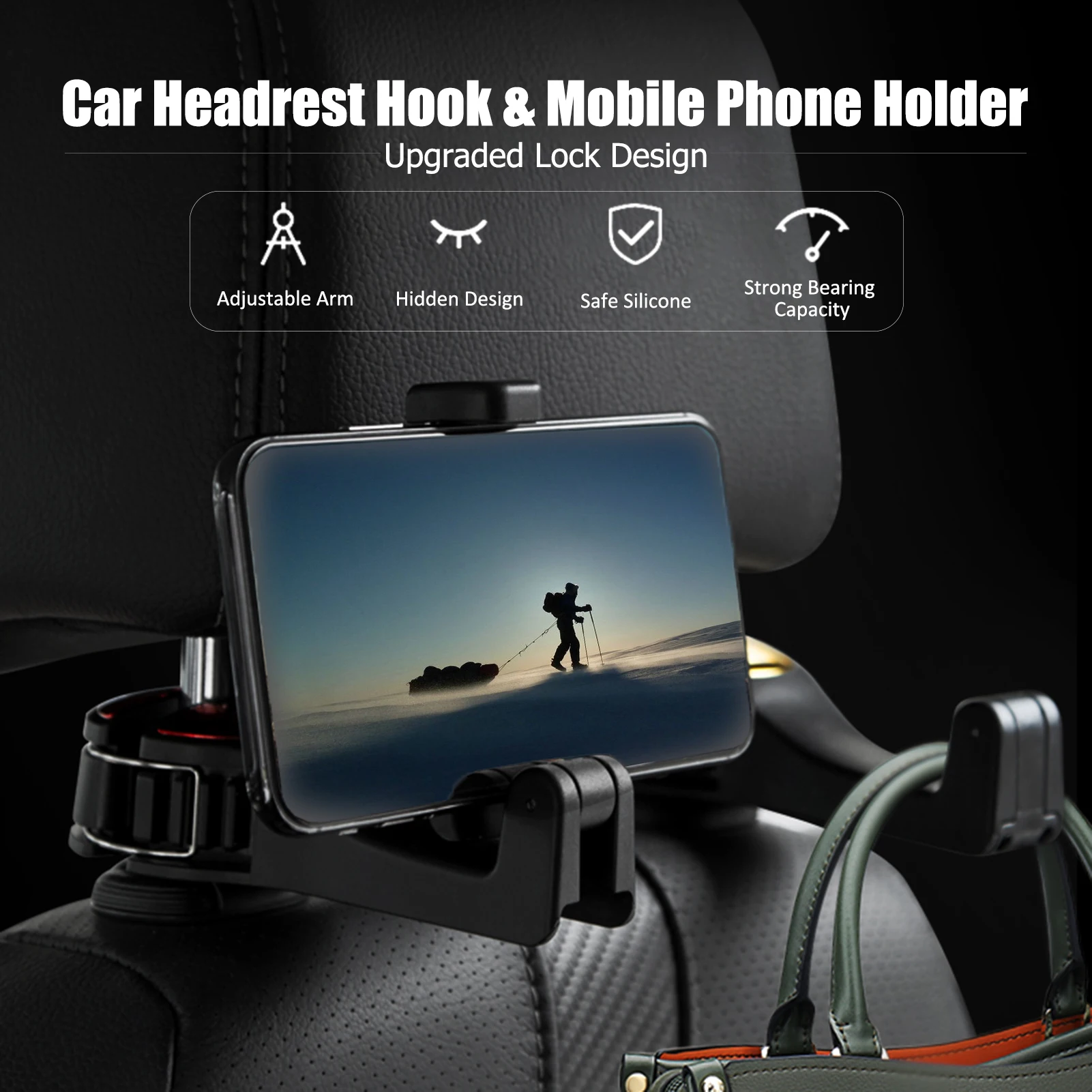 2 в 1 Автомобильный крючок на подголовник мобильный телефон держатель с