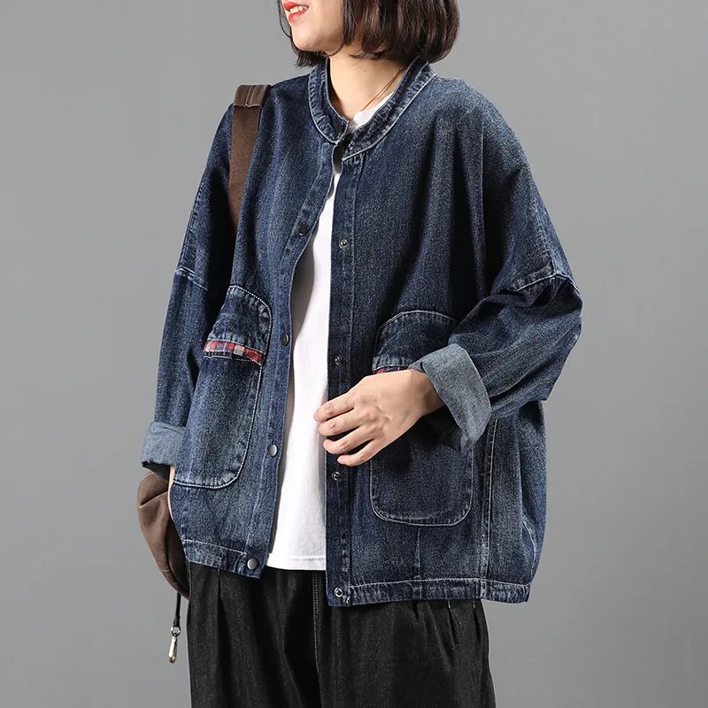 Куртка женская осенняя в клетку с карманами европейском стиле | Женская одежда