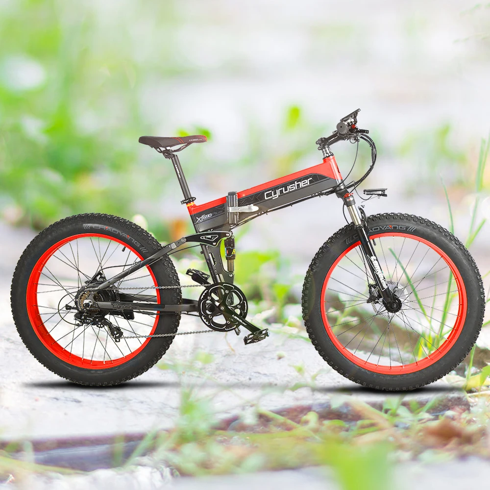 Cyrusher Ebike 500 Вт 48 В 10ач XF690 складывающийся велосипед с полной подвеской 7 скоростей складной электрический велосипед складной Снежный велосипед