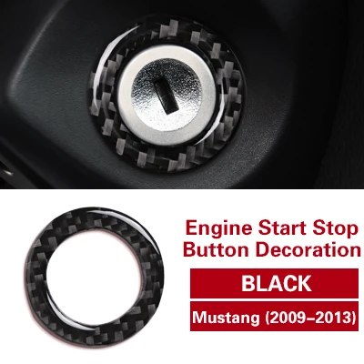 Black Для Ford Mustang 2009-2013 автомобильный Стайлинг интерьер углеродного волокна двигатель старт стоп Крышка зажигания отделка брелок для ключей автомобиля Наклейка Наклейки - Название цвета: Black