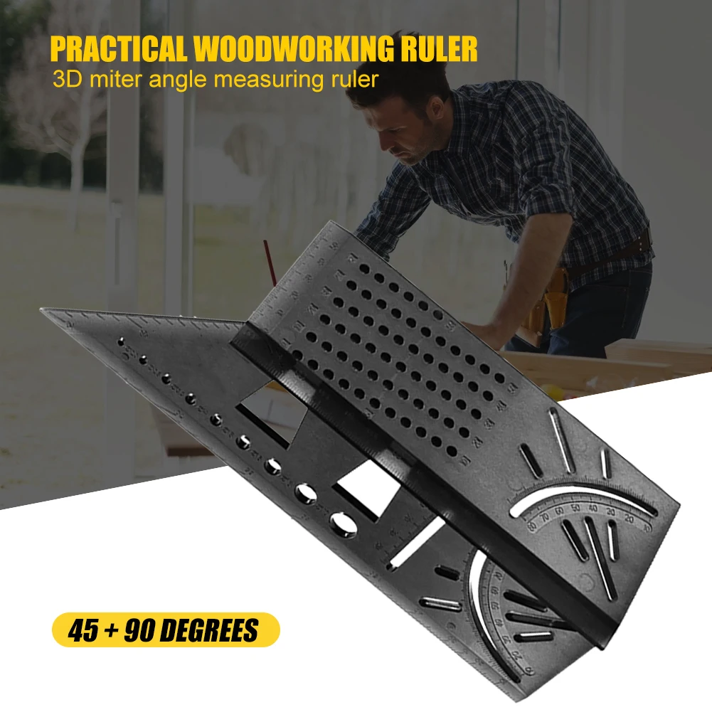 

45+90 Degree WoodWorking Measuring Angle Ruler Square Scribe Measuring Measure Tool Protractor Gauge for Woodworking