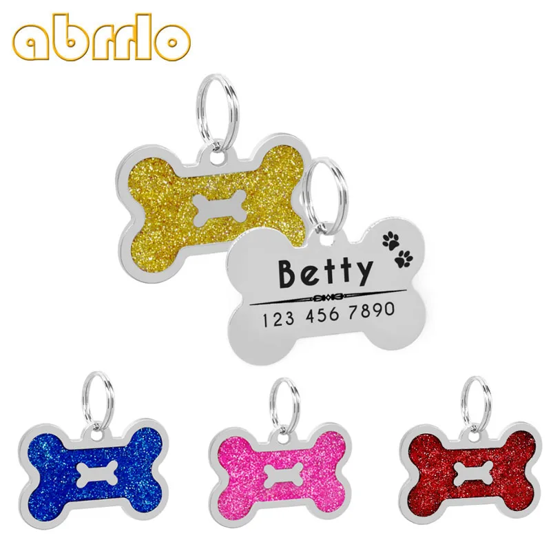 Персонализированные Бирки Собаки по индивидуальному заказу блеск костной формы