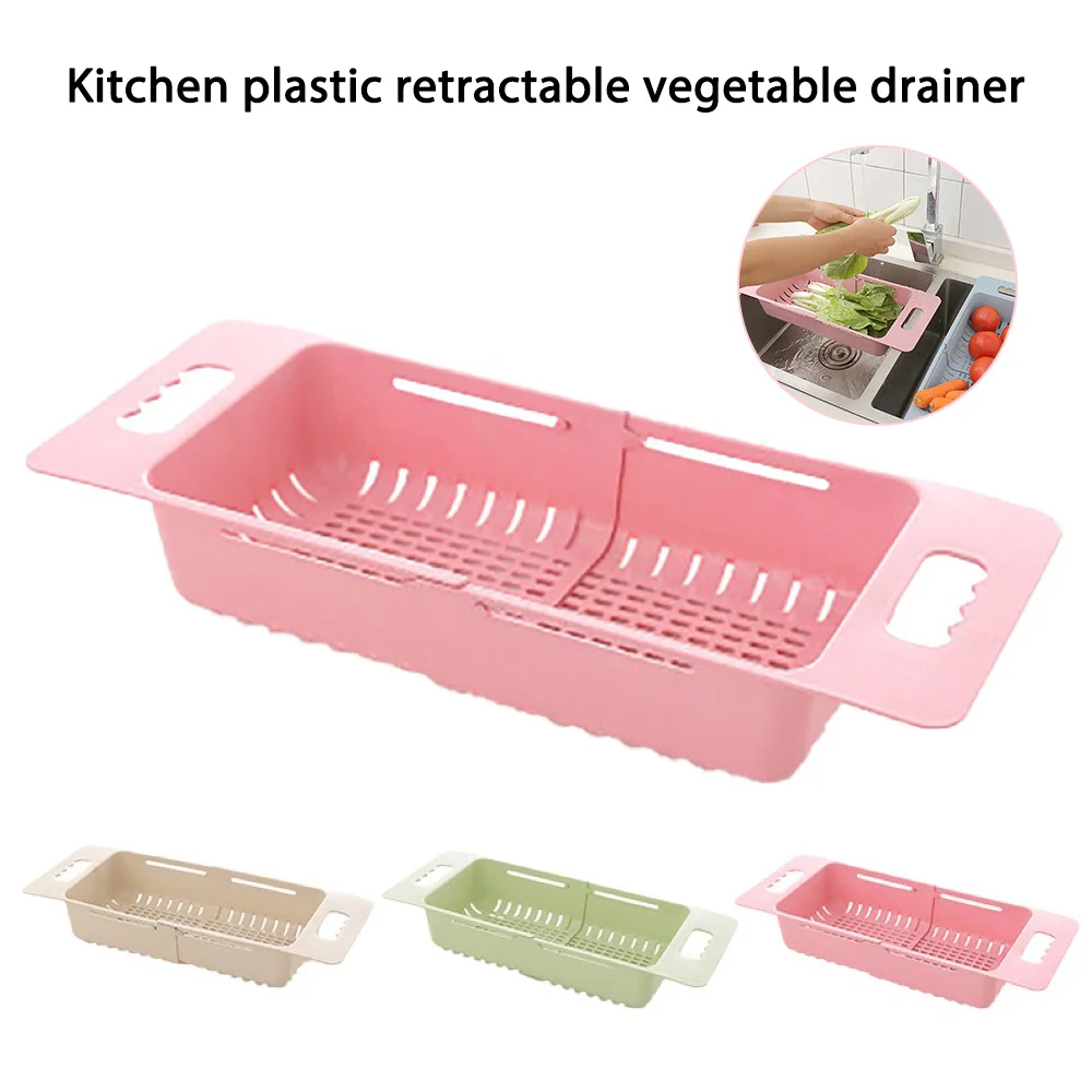 

Kitchen plastic retractable vegetable drainer, sink drain rack, fruit drying rack, kitchen storage basket