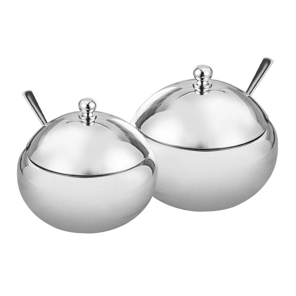 Нержавеющая сталь сахарница горшки для приправ солонка Caddy контейнер держатель с