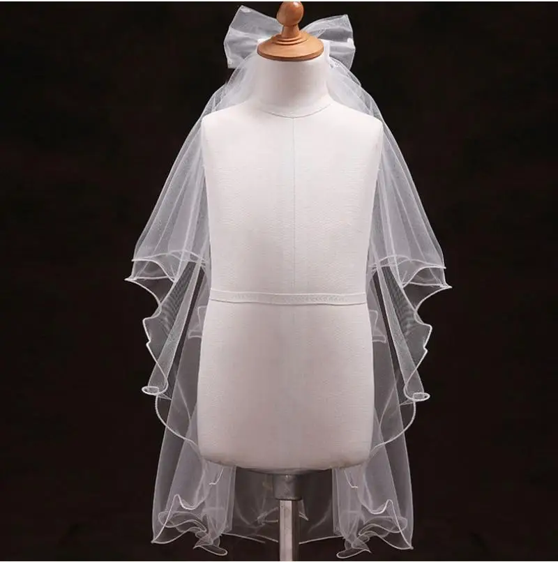 Головной убор для девочки свадебное белое платье с вуалью двухслойная повязка