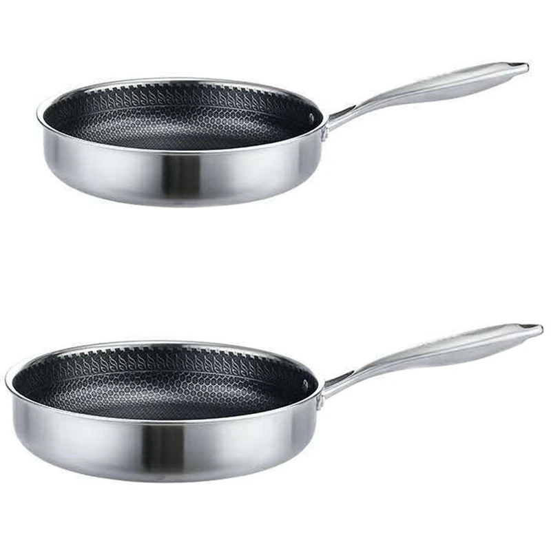 

Non-Stick Fry Pan,Stainless Steel Skillet,Compatible for Multipurpose Cooking Pan Frying Steak Pan with Induction