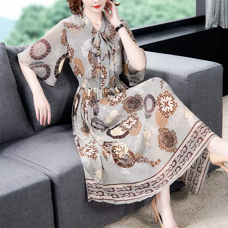 Женское ацетатное атласное платье модное элегантное короткое в этническом стиле