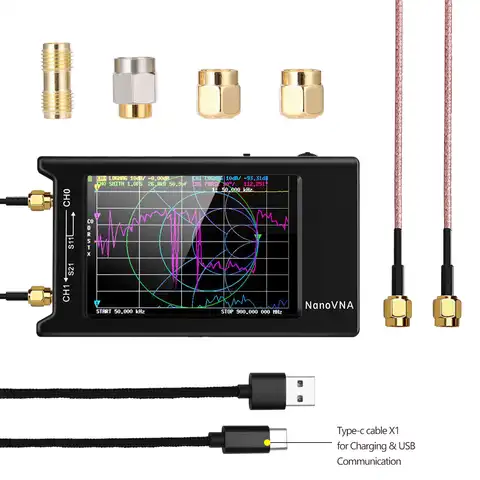 NanoVNA-H4 Векторный анализатор сети, 4-дюймовый ЖК-дисплей, VHF, UHF, UV Векторный анализатор антенны 50 кГц