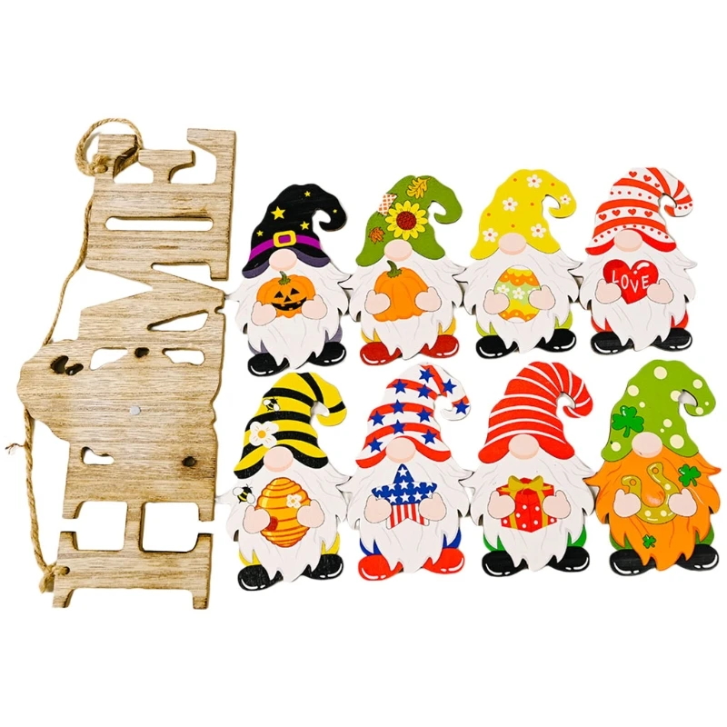 

Three-dimensional HOME Letters Front Door Hanger Decor Replaceable Dwarf Gnome