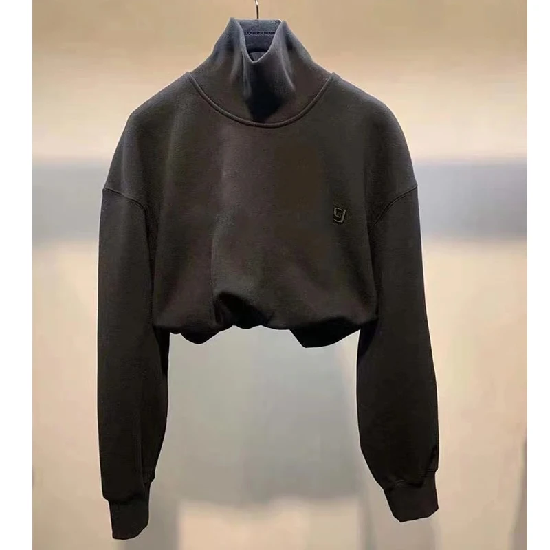 

brand embroidered turtleneck woman top 2020 AW Letter Top Black and White Fashion Luxury