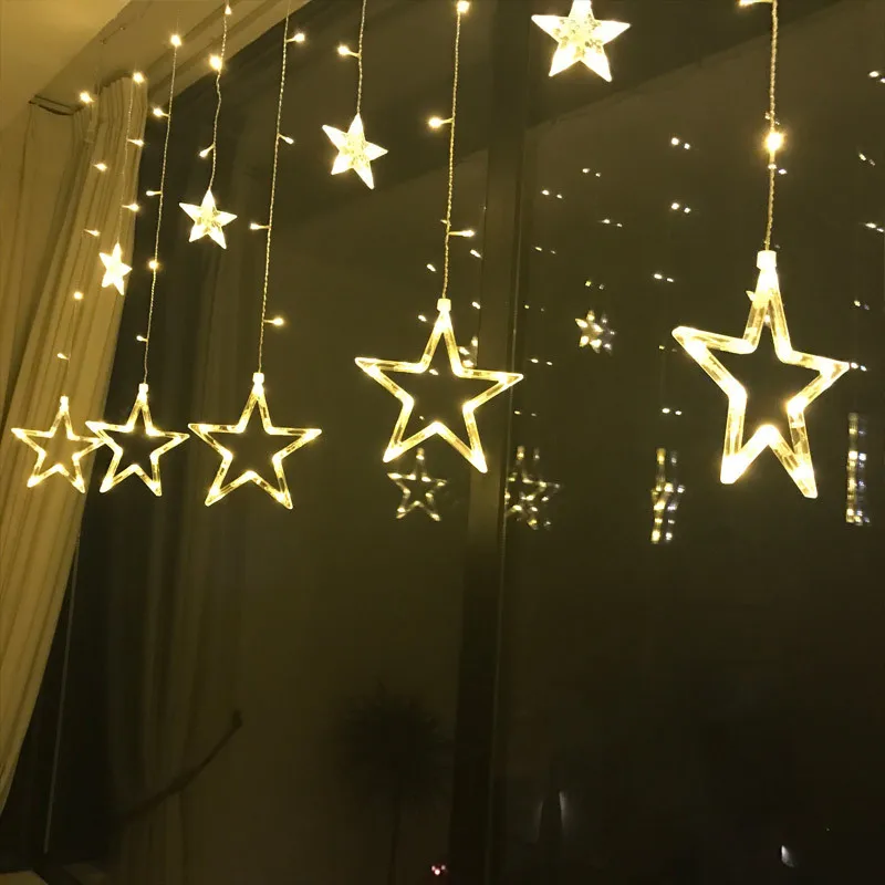 СВЕТОДИОДНАЯ Гирлянда со звездами украшение для занавесок водонепроницаемая