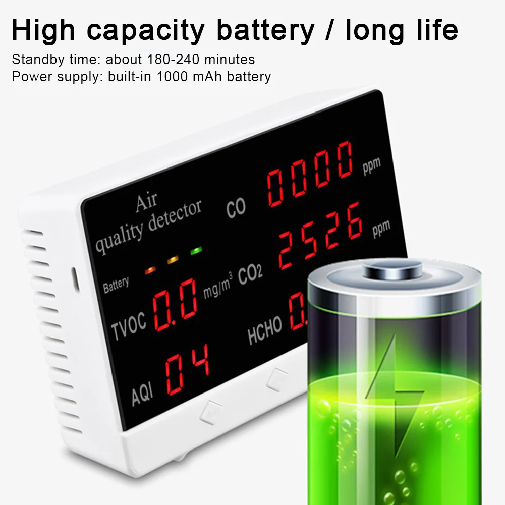 Крытый Открытый HCHO TVOC CO2 CO данных в реальном времени портативный домашний офис