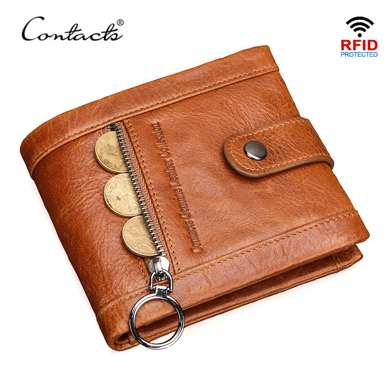 CONTACT'S кошелек из 100% натуральной кожи мужской многофункциональный с застежкой