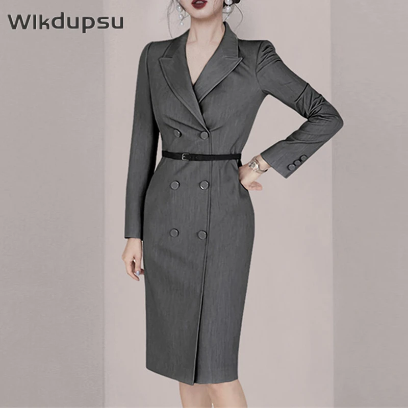 

Платье-Блейзер женское приталенное, винтажный элегантный классический деловой стиль, одежда для работы, весна-лето