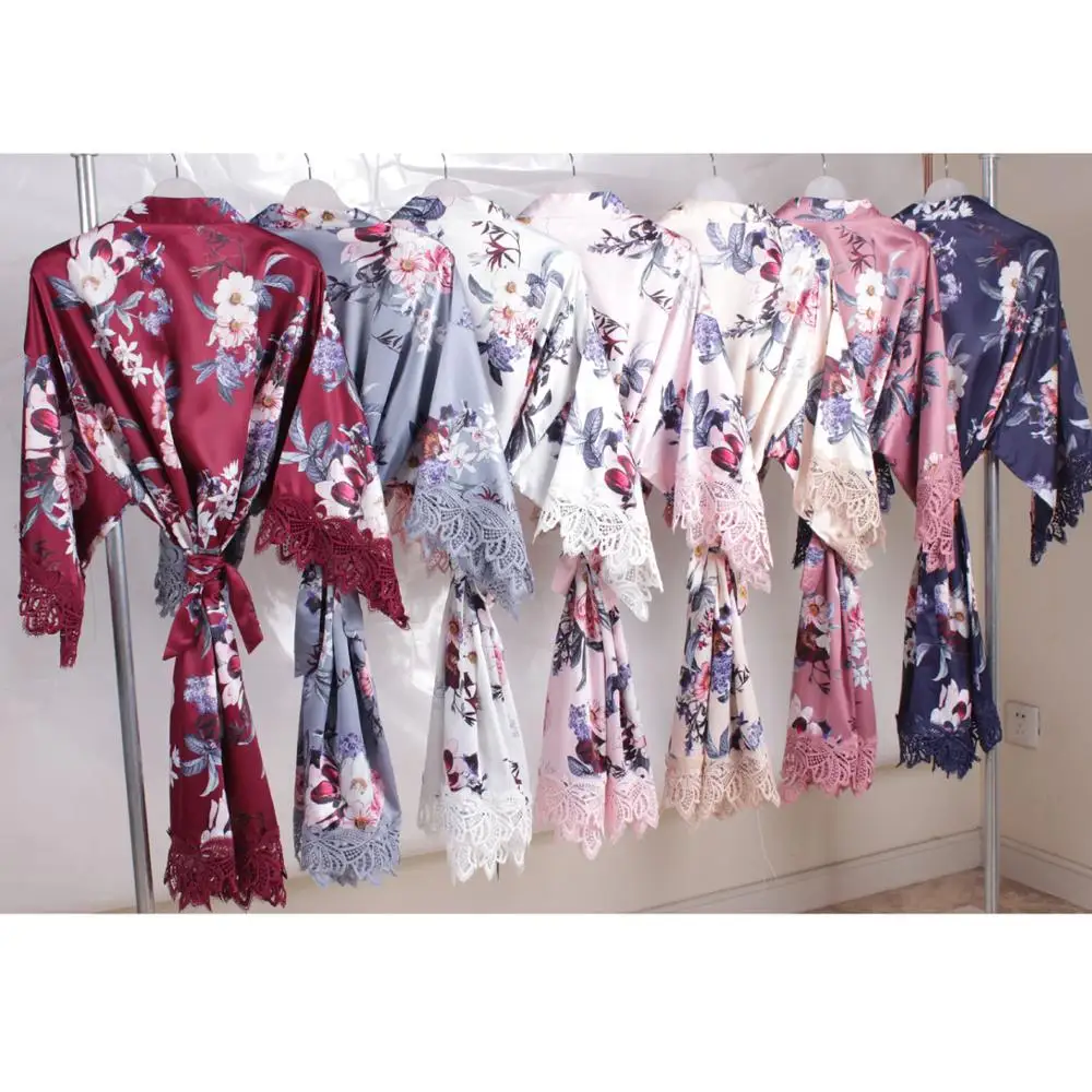 Цветочный кружевной халат Атласный для подружки невесты Свадебный женский A236D |