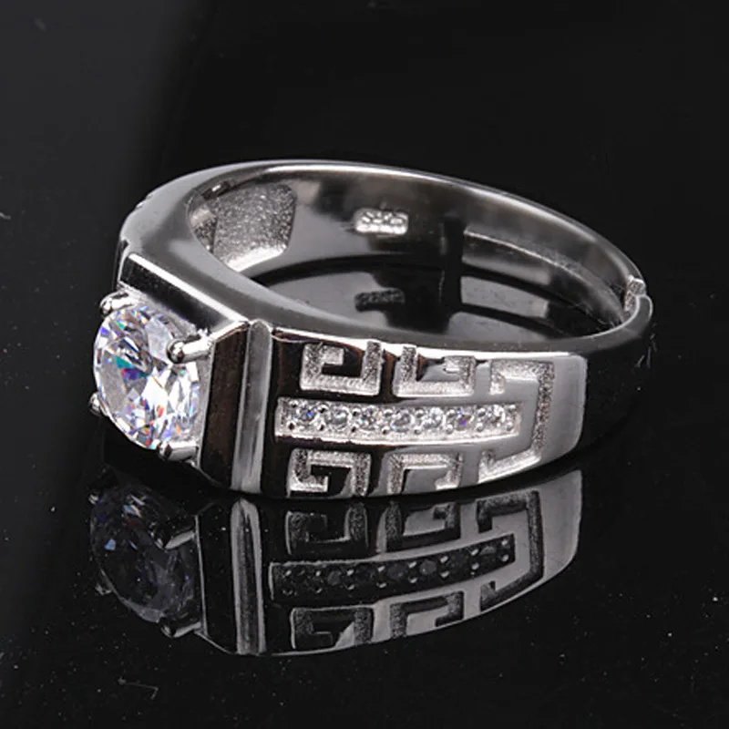 Кольцо мужское из серебра 925 пробы регулируемое вечерние с фианитами | Украшения