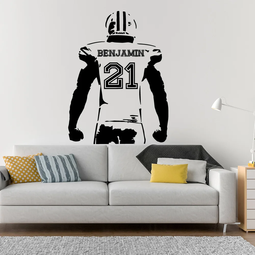 Personalized Custom Name Sports Wall Sticker Football Basketball Hockey Player Home Decor For Living Room Art Decal Wallsticker