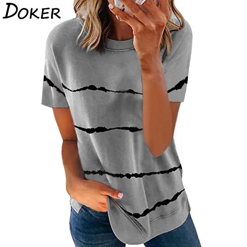 

Striped Short Sleeve O Neck T Shirt Women Casual Loose Tee Tops Female Plus Size Summer Streetwear Tshirt Ropa Mujer
