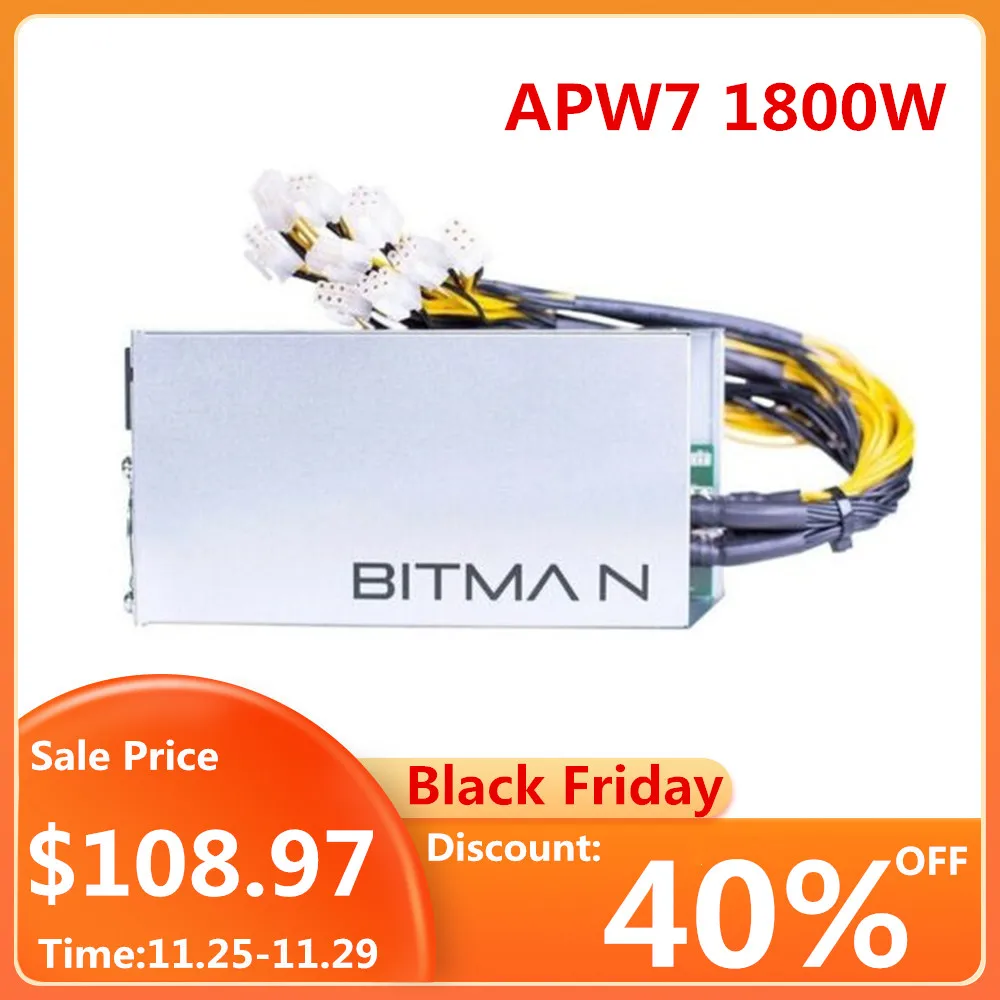 

APW3++ APW7 1800W Server Power Supply Mining PSU For Bitmain Antminer 12V 10x PCI-E 6 Pin Mining GPU