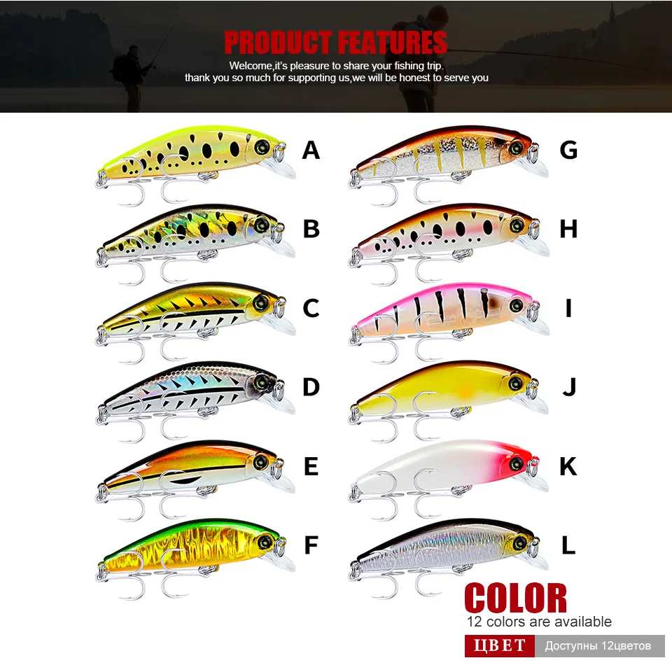 

6Pcs/lot Wobblers Pike Fishing Lure Set 8cm 11g Crankbait Minnow Lure Hard Artificial Bait Tackle