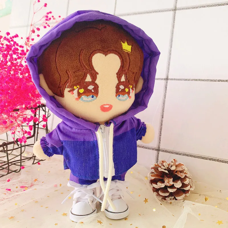 

Плюшевая кукла-идол Wang YiBo, набивная одежда, костюм в стиле хип-хоп для танцев, фиолетовая повседневная одежда, штаны, 20 см, игрушечная одежда
