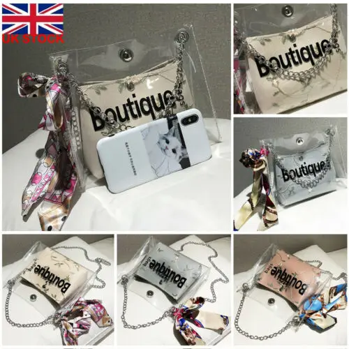 

Women Transparent Jelly Bag Fashion Beach Clear Handbag Purse Clutch PVC PU Tote