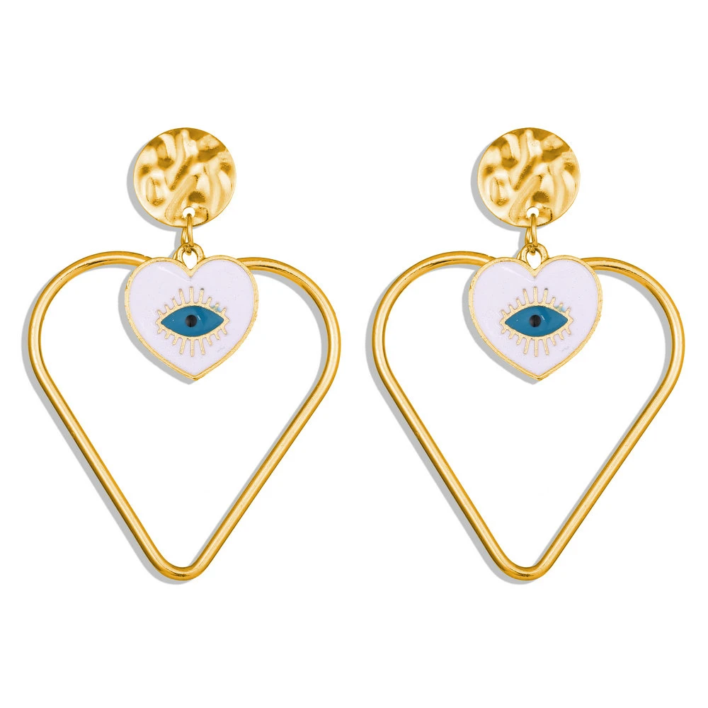 New Boho Fashion Gold Faux Pearl Eyes Mouth Heart Shaped Geometry Pendant Earrings For Women Vintage Earring Jewelry Party Gift | Украшения