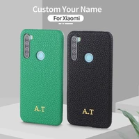 personalized luxury leather custom initial name phone cover for xiaomi mi 8 9 redmi note 7 8 pro shockproof shell back case