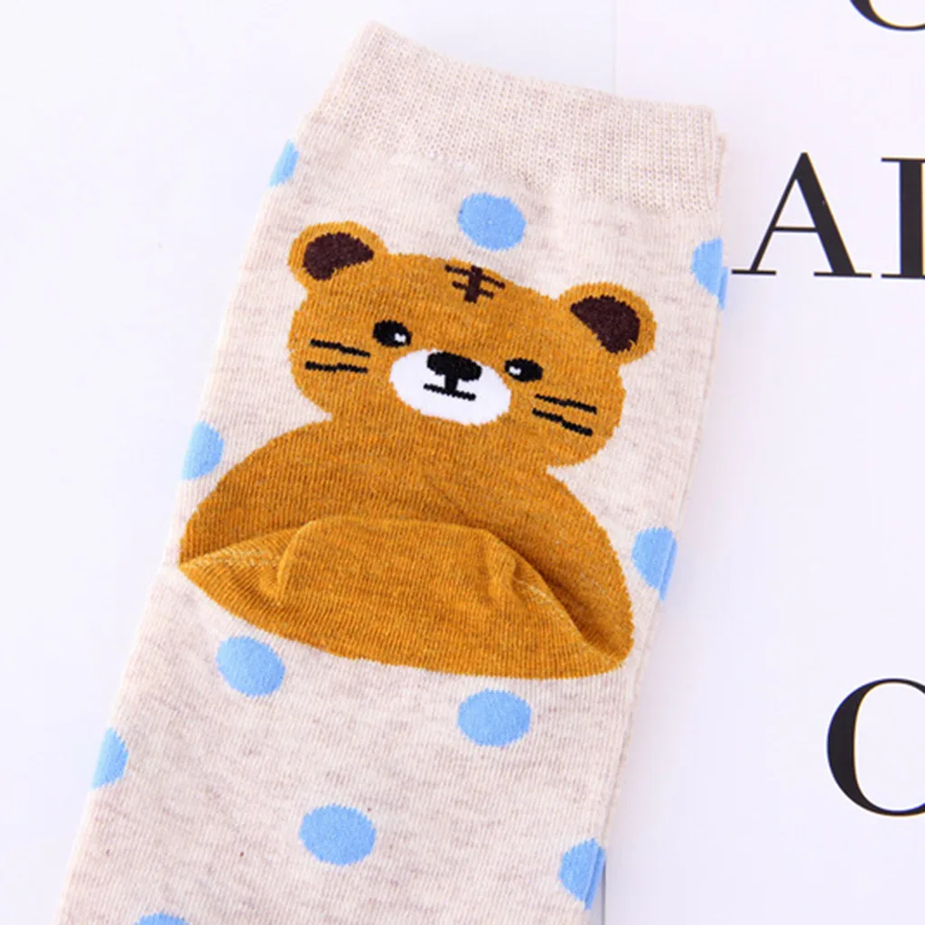 1 Pair Socks Women Warm Cotton Funny Cute Socks Animal Character Dot Print Women's Socks Calcetines Meias W2