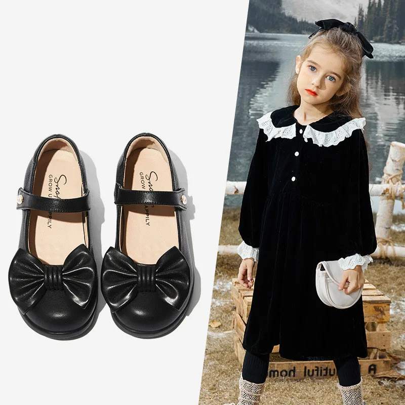 

CCTWINS Kids Shoes 2021 Spring For Girls School Shoes Black Children Fashion Party Flats Mary Jane Toddler Princess Flats GM2761