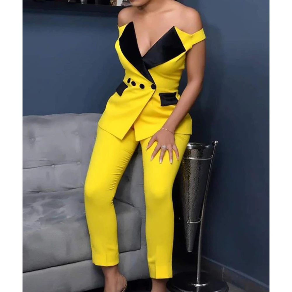 Модный женский облегающий комплект одежды спортивный костюм осенний блейзер с v