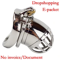 male chastity device stainless steel anti off version short paragraph penis lock restraint sex ring for men cock cage
