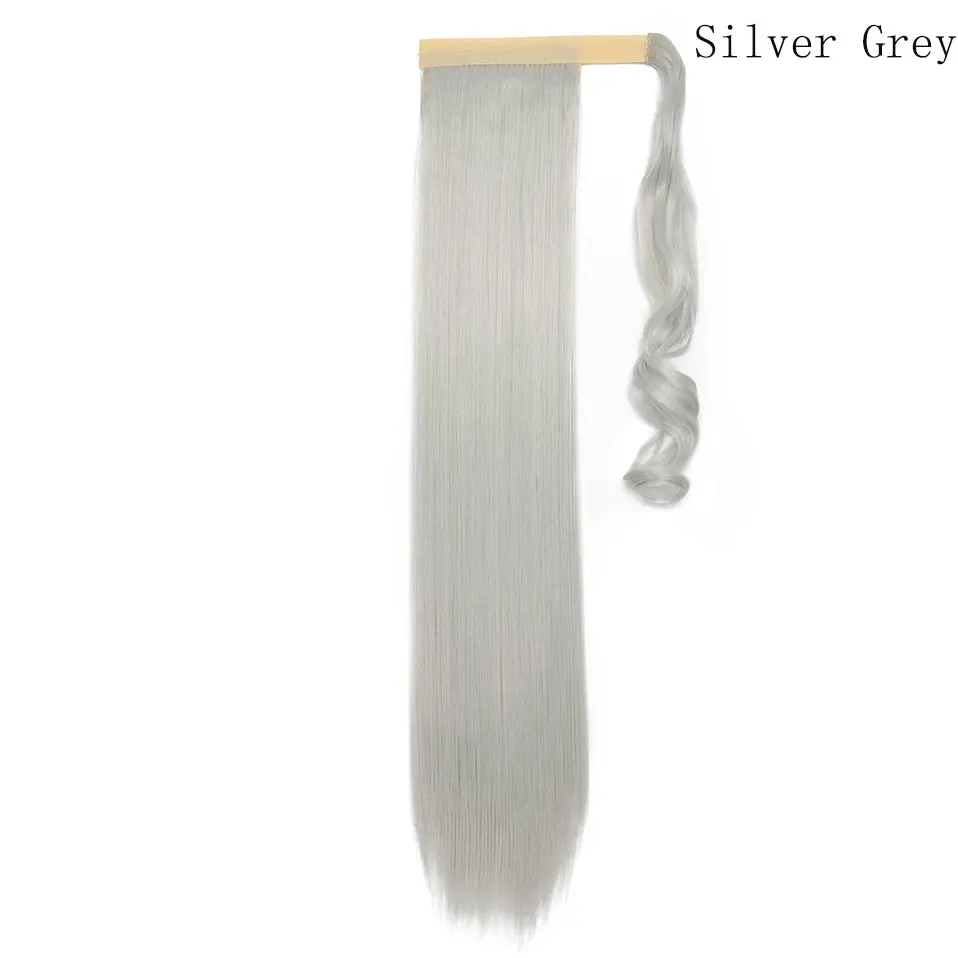 silver grey S-noilite 2" длинные вьющиеся волосы на заколках в хвосте накладные волосы конский хвост шиньон с заколками синтетические волосы конский хвост наращивание волос - Цвет: silver grey