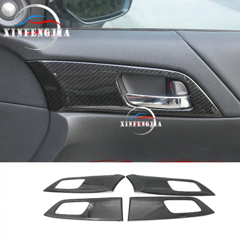 Внутренняя Панель ручки двери из углеродного волокна для Honda Accord 13 17 4x|Лепнина