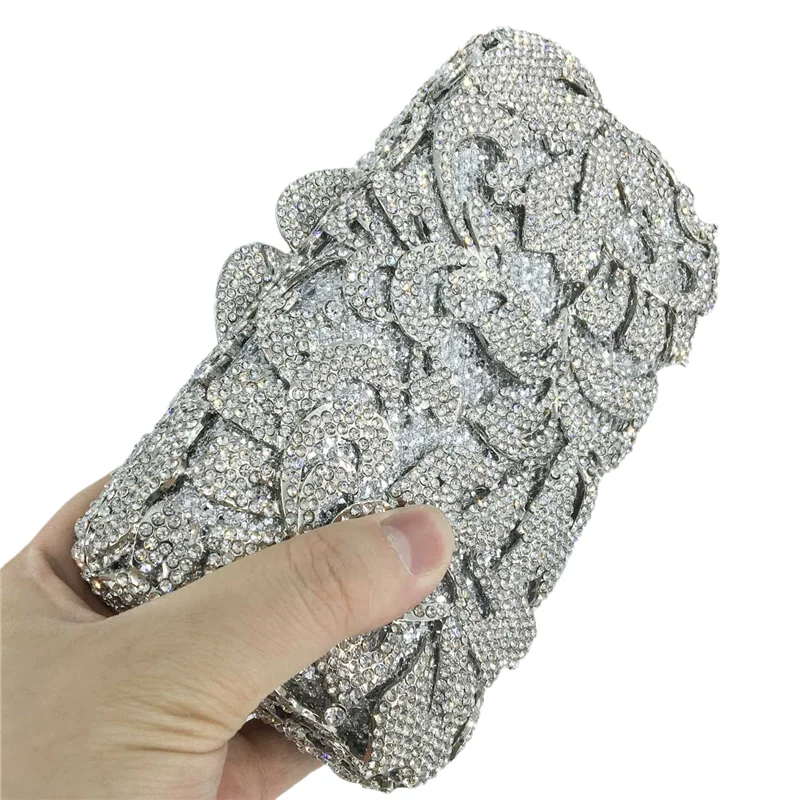 Модные вечерние дамские сумочки ручной работы с камнями и кристаллами клатч