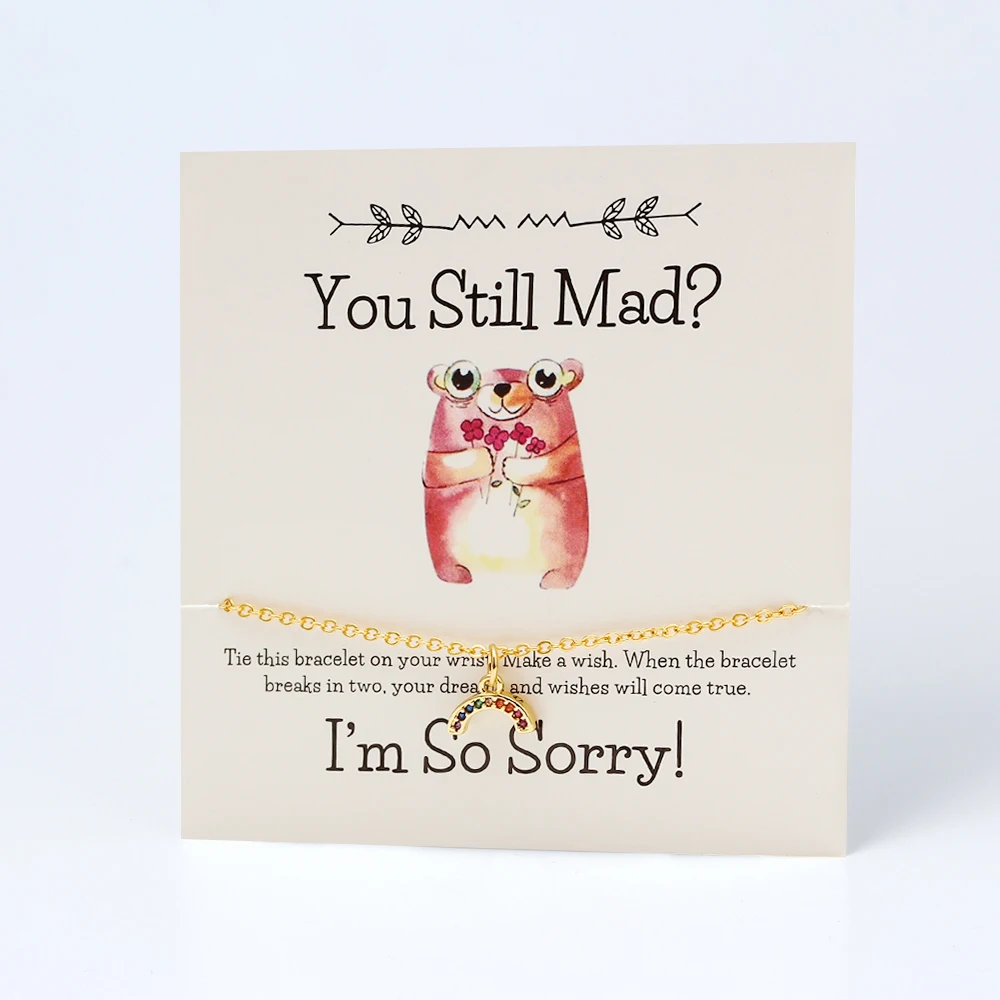 Wish Card Мода микро проложенная Радужная Подвеска Ожерелье для женщин сделать карточку желаний ожерелье ювелирные изделия подарок для сестры друзей CN281