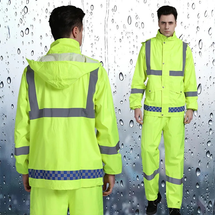 

Travel Men Set Adult Scooter Pants Raincoat Jacket Yellow Electric Yellow Rain Coat Poncho Impermeables Rain Suit BW50YY1
