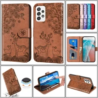 lanyard sika deer flip leather case for samsung galaxy a40 a41 a42 a50 a50s a51 a52 a70 a71 a72 a82 m40s 5g card wallet cover