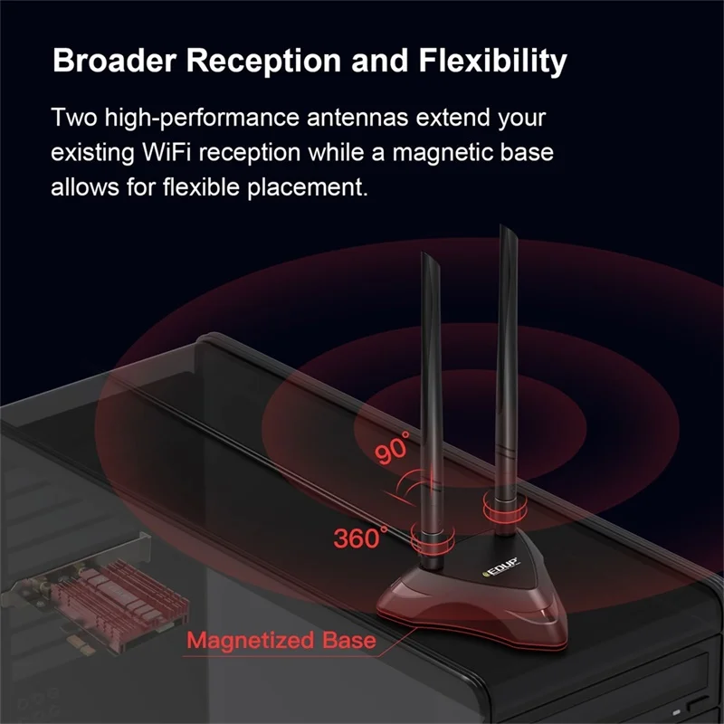 

EDUP 3000Mbps WiFi 6E Bluetooth 5.2 PCI-Express Adapter 802.11AC/AX Intel AX210 Wireless PCI-E Network Card for Desktop Win 10