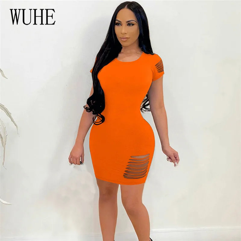 

Элегантная женская летняя мини-футболка YEYA, платье с коротким рукавом и круглым вырезом, сексуальная облегающая Повседневная Уличная одежд...