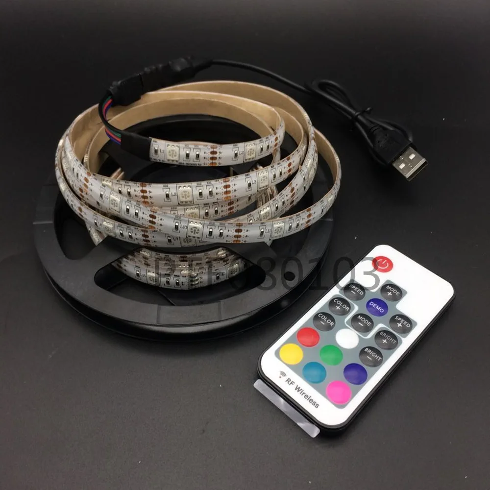 1 м-5 м DC5V USB Светодиодная лента Набор 5050RGB с RF IR Bluetooth музыкальный контроллер гибкий