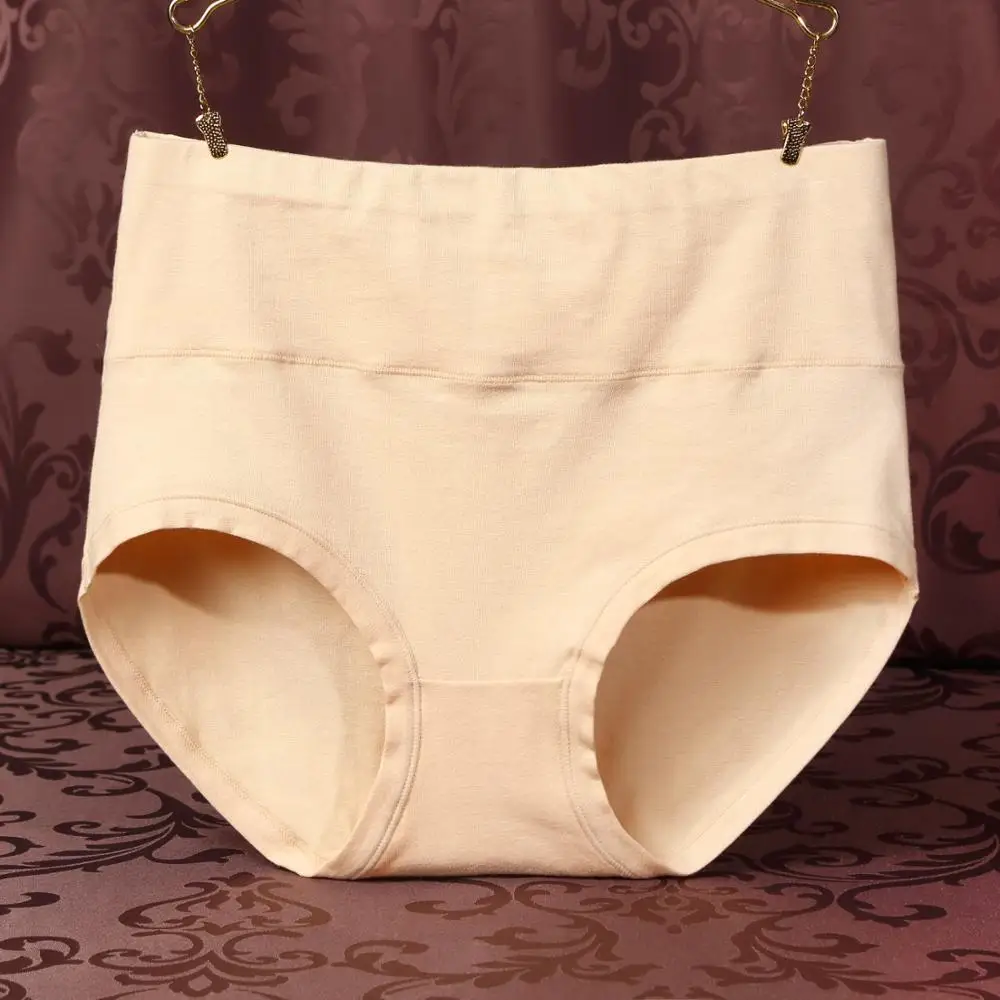 Женские трусы однотонные хлопковые с высокой талией удобные и мягкое нижнее