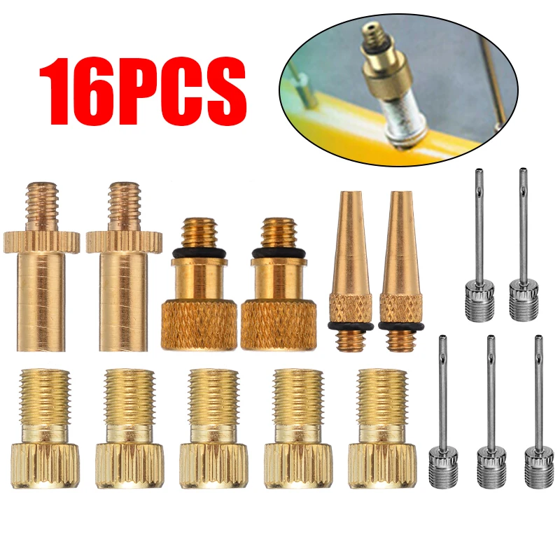 

16pcs/set Replacement Valve Adapters Bicycle Valve Adapter Bicycle Valve Adapter Valve Set For Mountain Road Bike Valve Adaptor