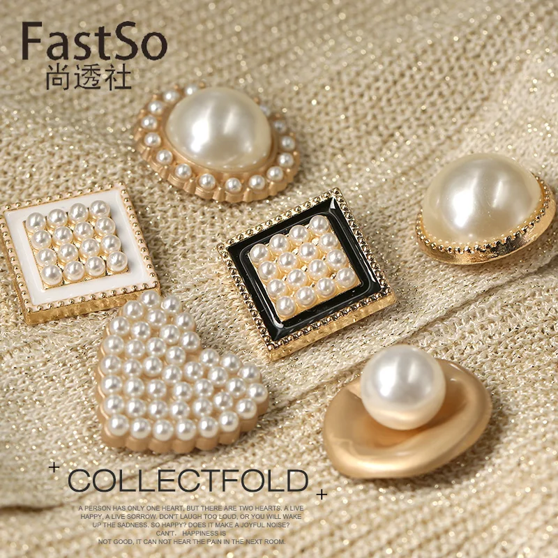 6 шт. жемчужные пуговицы для женской одежды декоративные золотые металлические